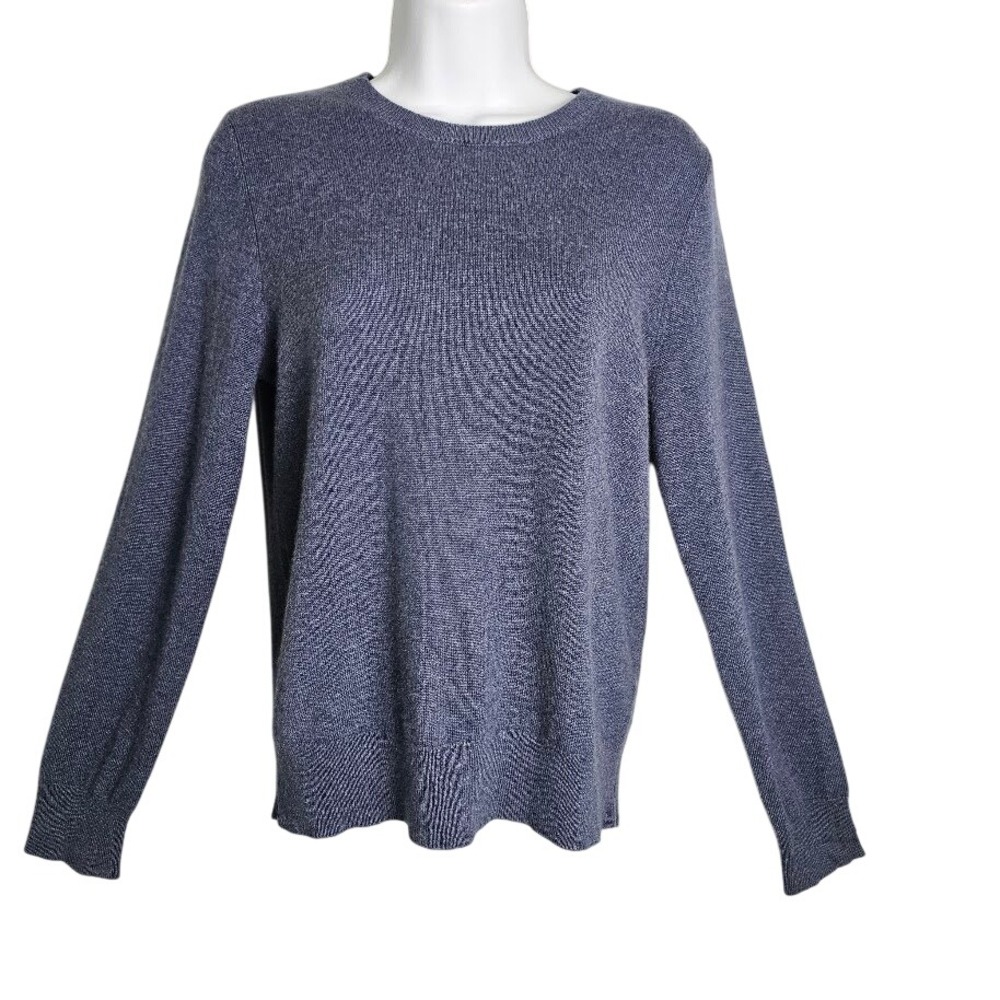 Quince Womens 100% Mongolian Cashmere Crewneck Sweater S Heather Storm Blue Fall